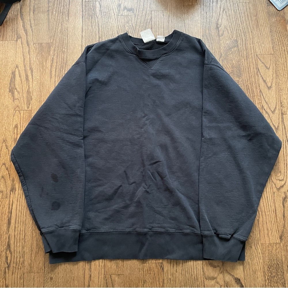 Gap Men's Black Faded Blank Long Sleeve Crewneck Sweater Sweatshirt XL